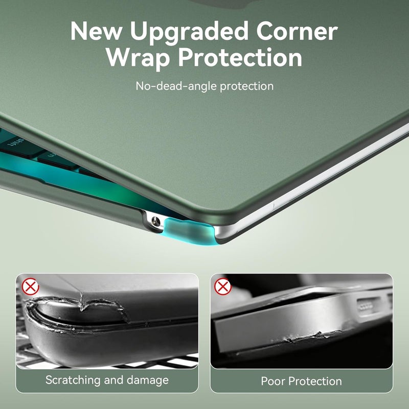 Eoocoo Compatible with MacBook Air 13 inch Case 2026 2025-2022 M4 M3 M2 Model A3240 A3113 A2681, Mac Air 13.6 inch Frost Hard Shell & Keyboard Cover & Screen Film & Type-C, Matte Midnight Green - Image 5